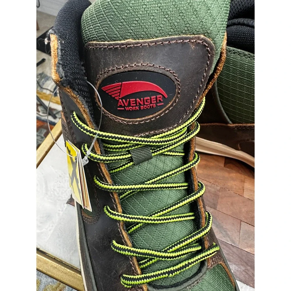 Avenger NWB Work Boots A7700 Medium Edge Mid Waterproof Leather Green Brown SZ10